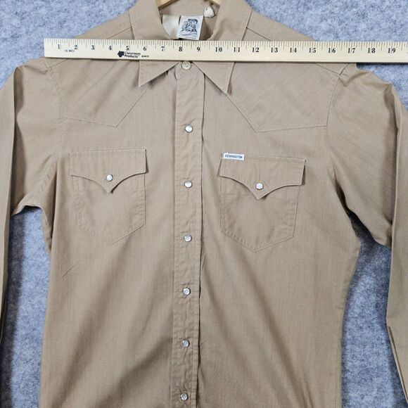 Kennington of California Men's Shirt Brown Western/Cowboy Pearl Snap Long Sleeve - Picture 6 of 11